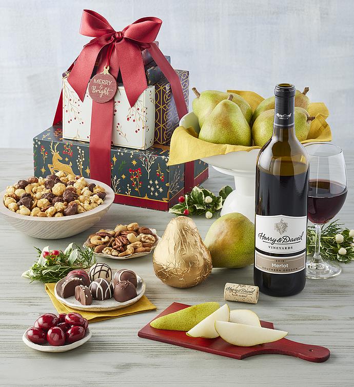 Tower of Treats® Classic Gift with Wine